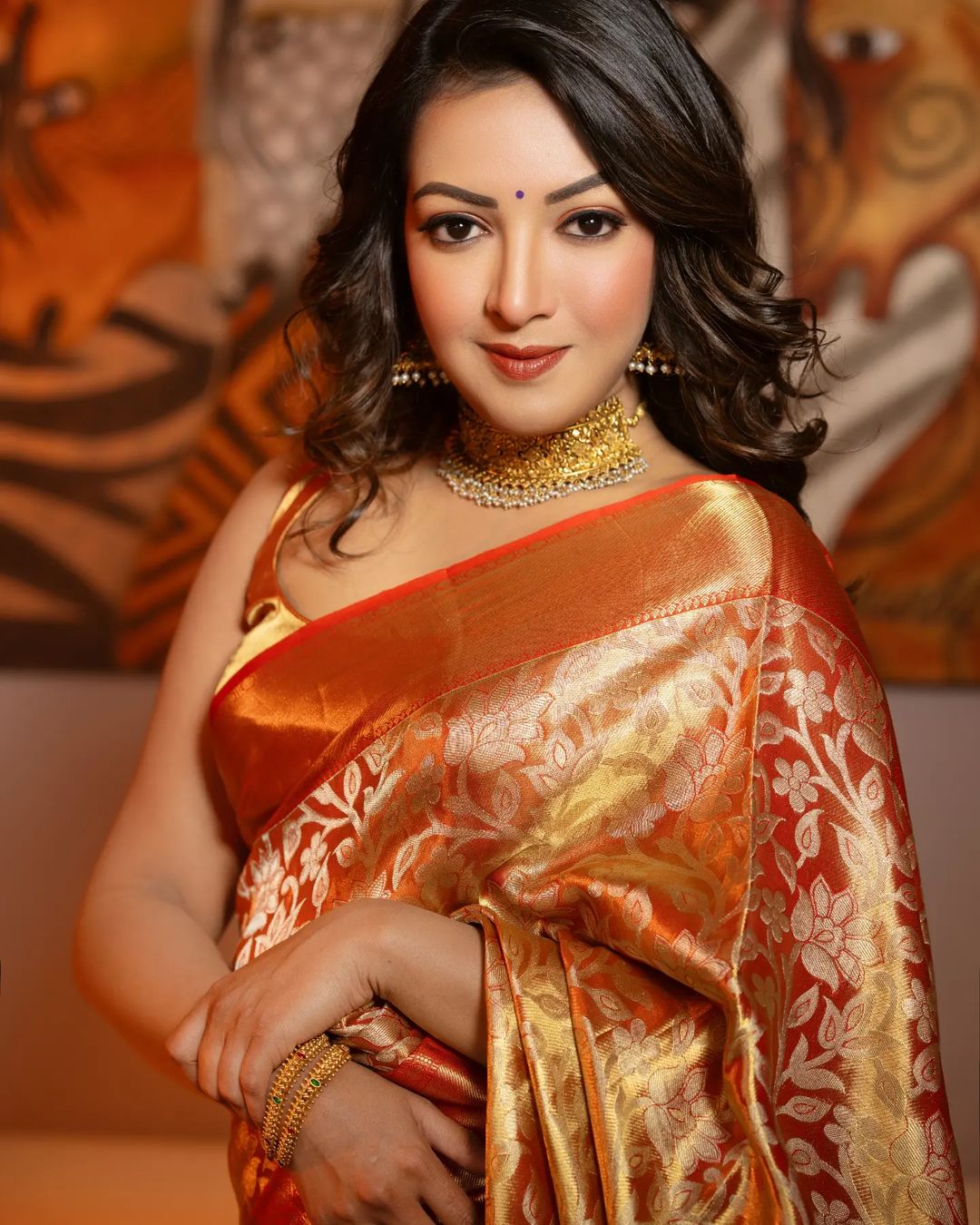 Kollywood Actress Catherine Tresa Stills in Orange Saree